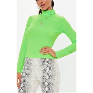 Missguided Neon Green Ribbed Roll Neck Sweater 4